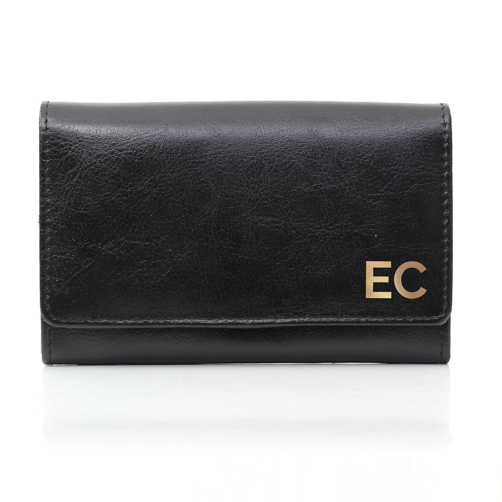 Personalised Gold Initials Black Purse | Inspired Creative Gifts | UK Supplier