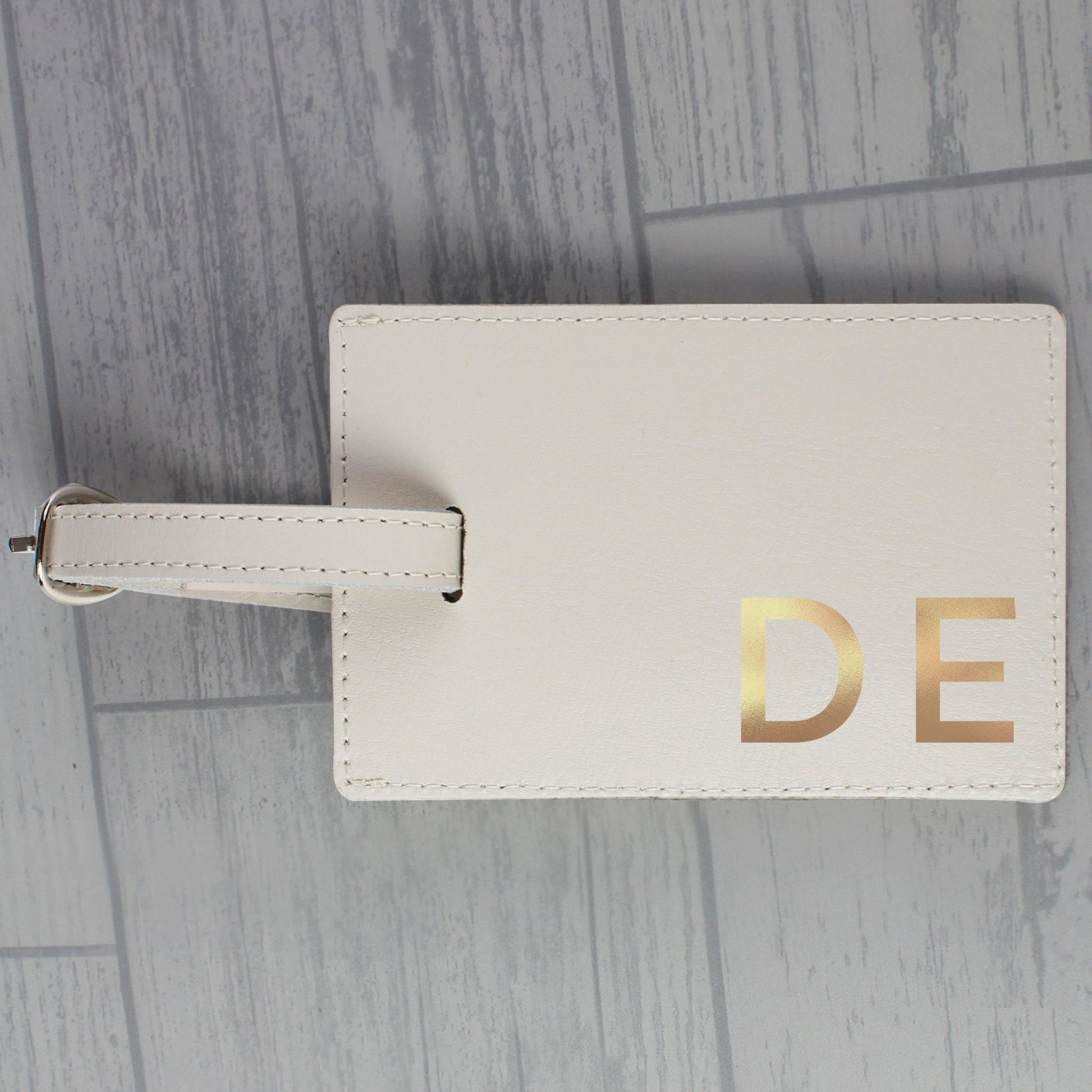 Personalised Gold Initials Cream Luggage Tag | Inspired Creative Gifts | UK Supplier