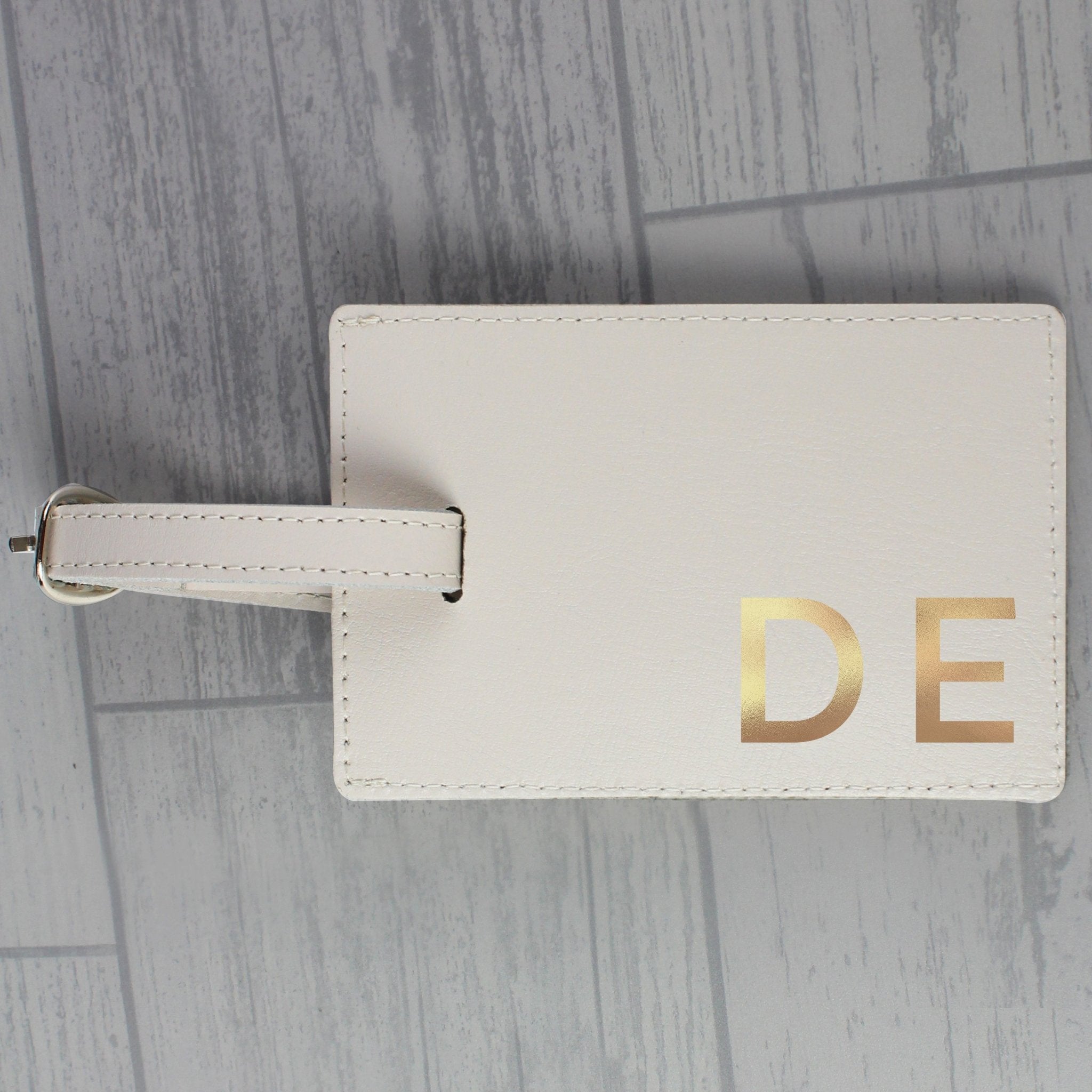 Personalised Gold Initials Cream Luggage Tag | Inspired Creative Gifts | UK Supplier