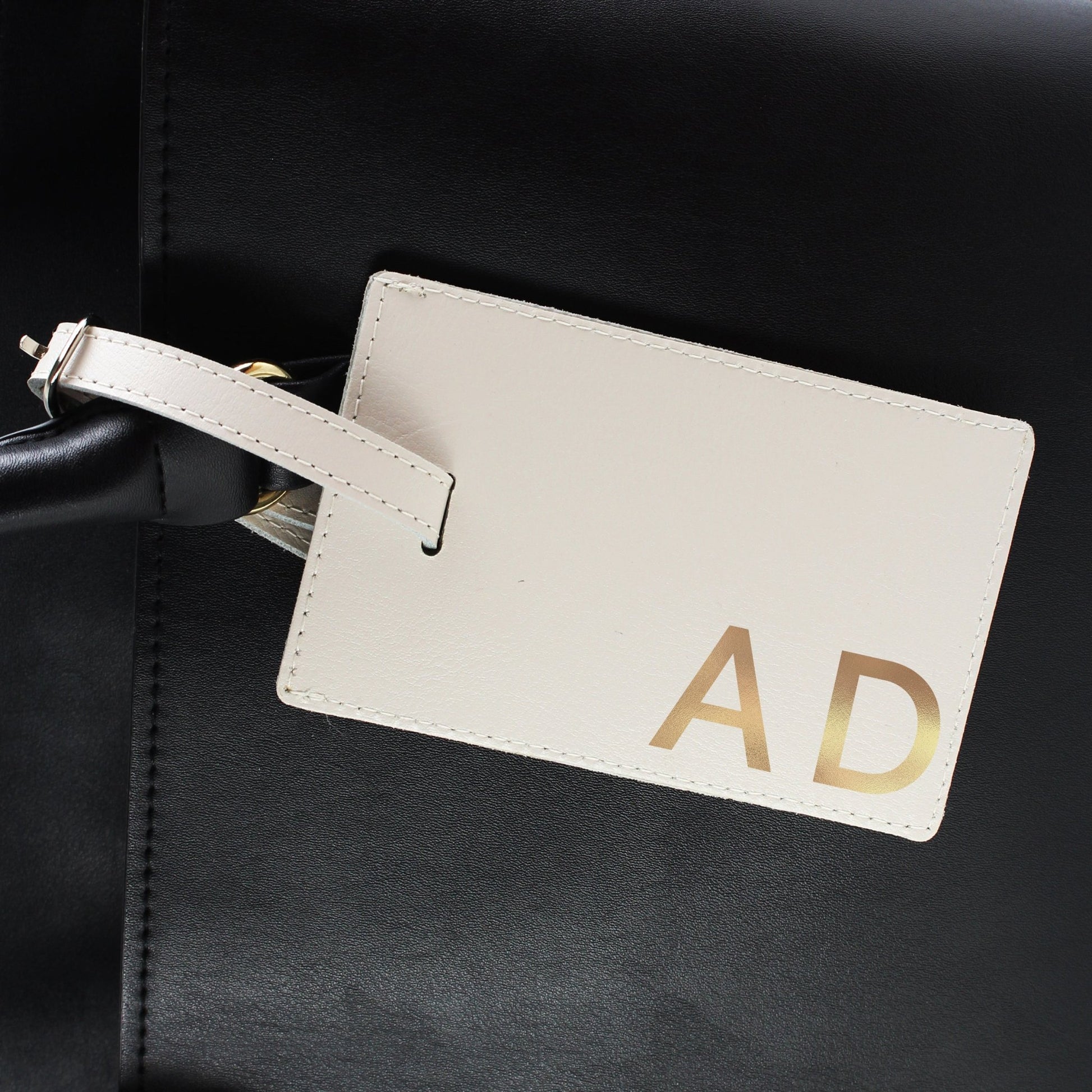Personalised Gold Initials Cream Luggage Tag | Inspired Creative Gifts | UK Supplier