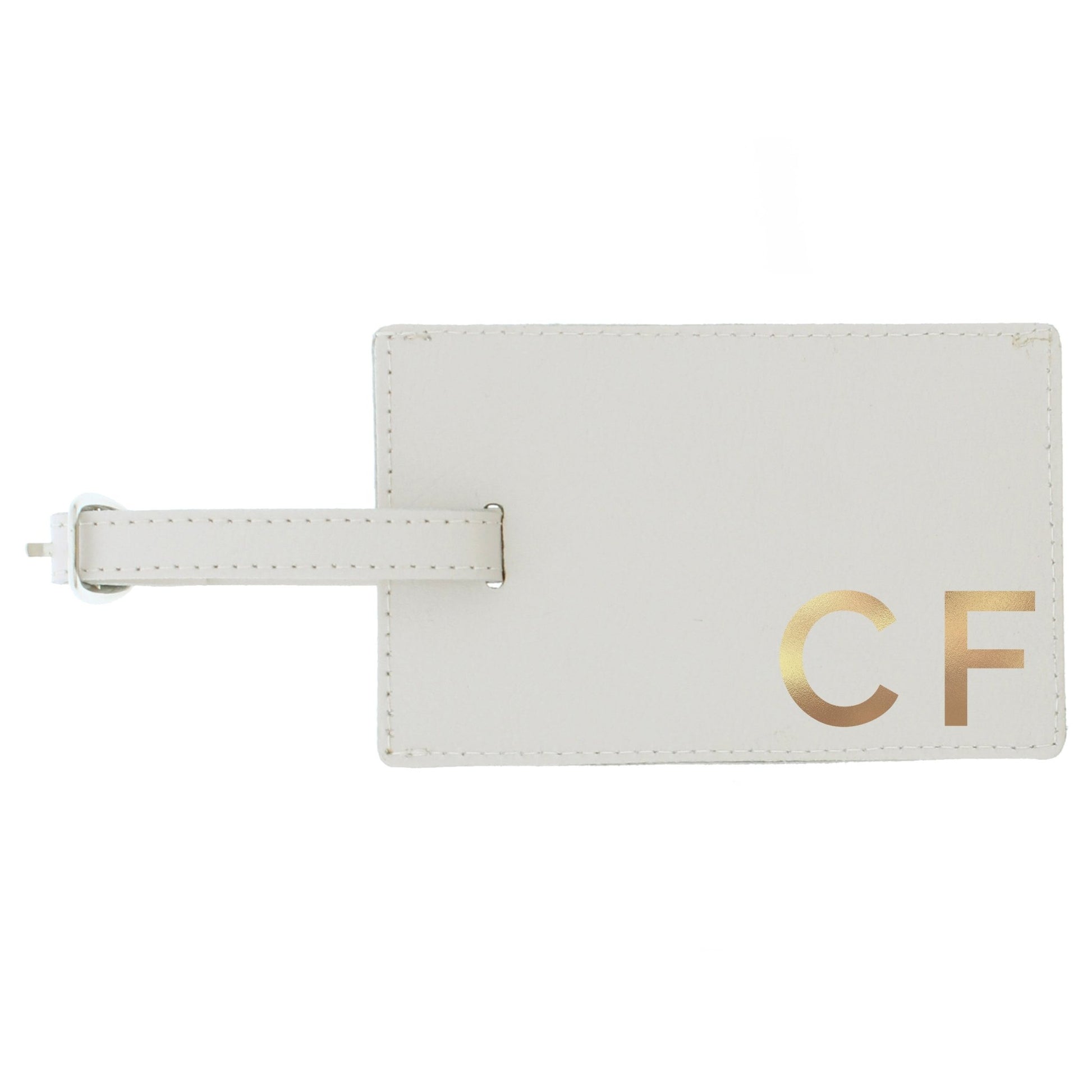 Personalised Gold Initials Cream Luggage Tag | Inspired Creative Gifts | UK Supplier