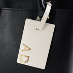 Personalised Gold Initials Cream Luggage Tag | Inspired Creative Gifts | UK Supplier