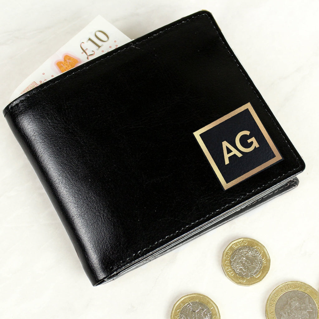 Personalised Gold Initials Leather Wallet | Inspired Creative Gifts | UK Supplier