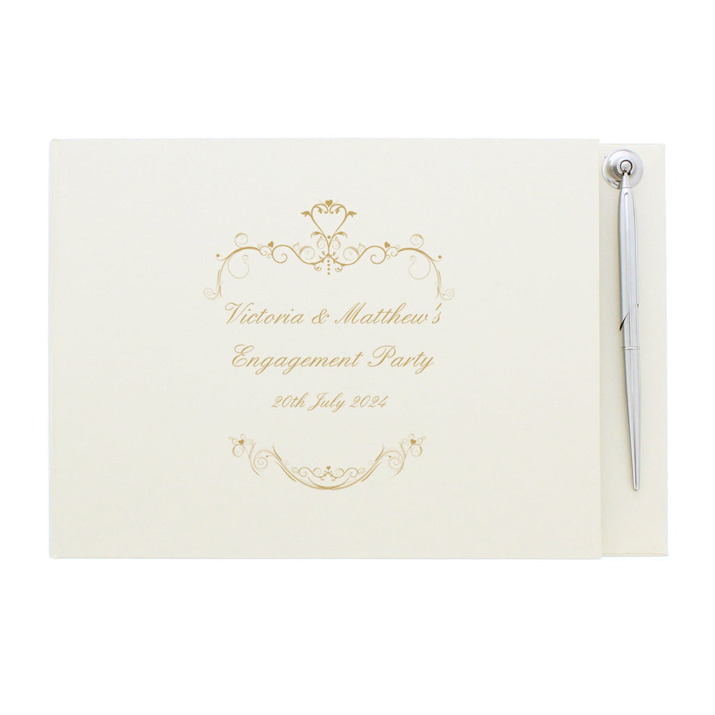 Personalised Gold Ornate Swirl Hardback Guest Book & Pen | Inspired Creative Gifts | UK Supplier