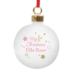 Personalised Gold & Pink Stars My 1st Christmas Bauble | Inspired Creative Gifts | UK Supplier