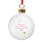 Personalised Gold & Pink Stars My 1st Christmas Bauble | Inspired Creative Gifts | UK Supplier