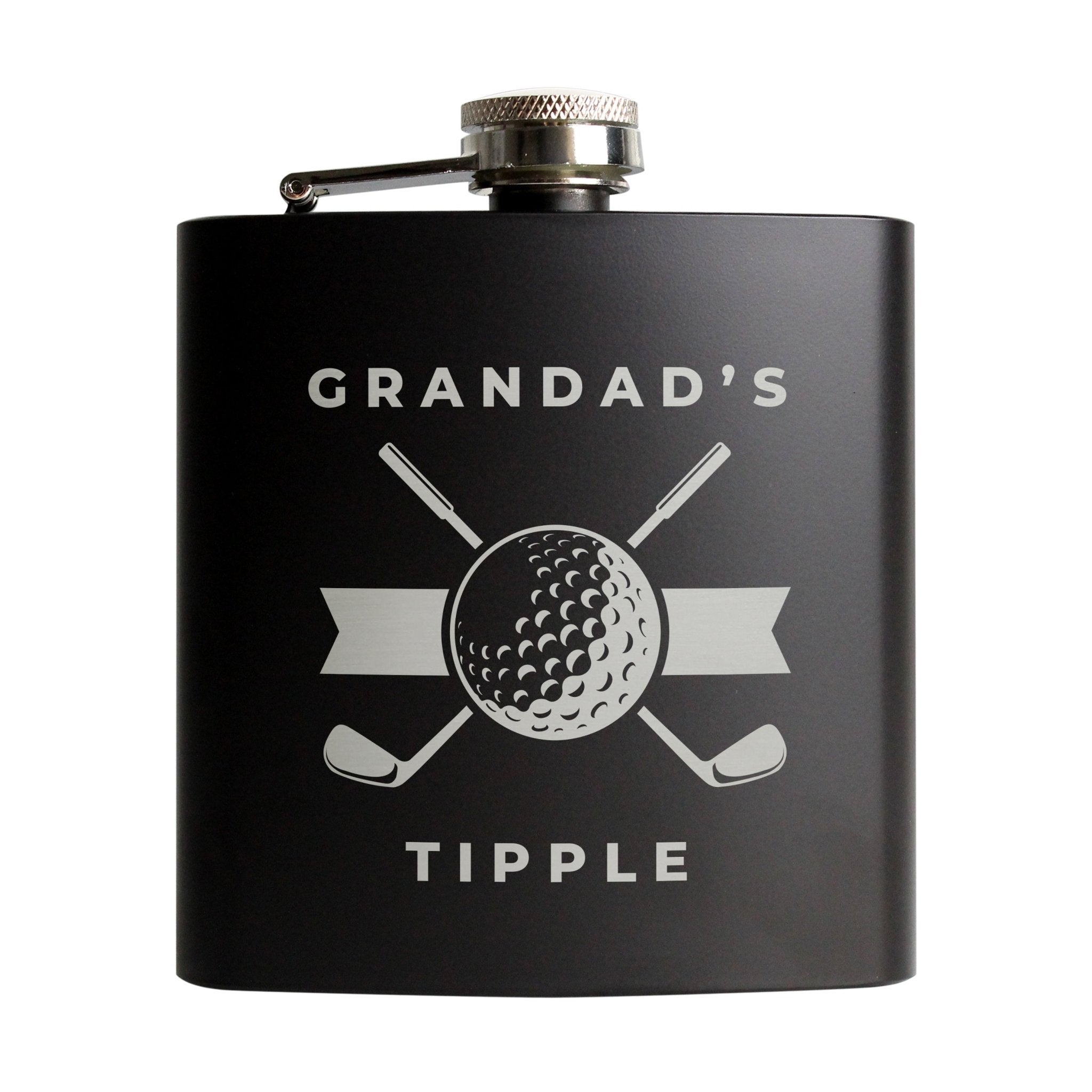 Personalised Golf Black Hip Flask | Inspired Creative Gifts | UK Supplier
