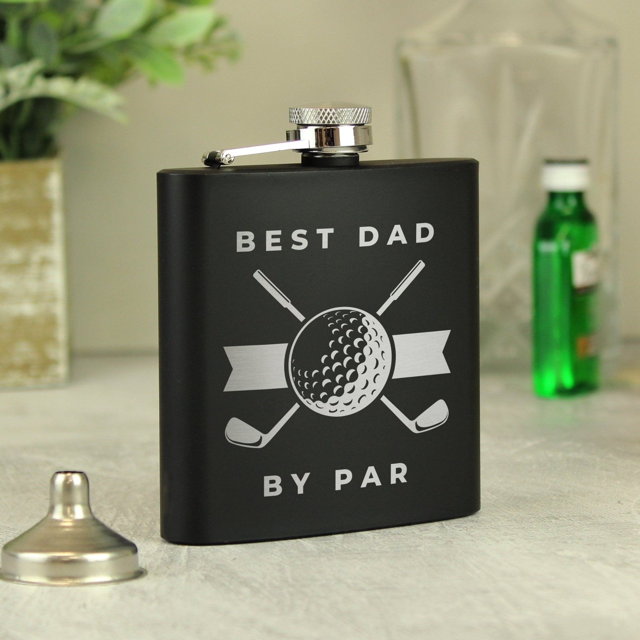 Personalised Golf Black Hip Flask | Inspired Creative Gifts | UK Supplier
