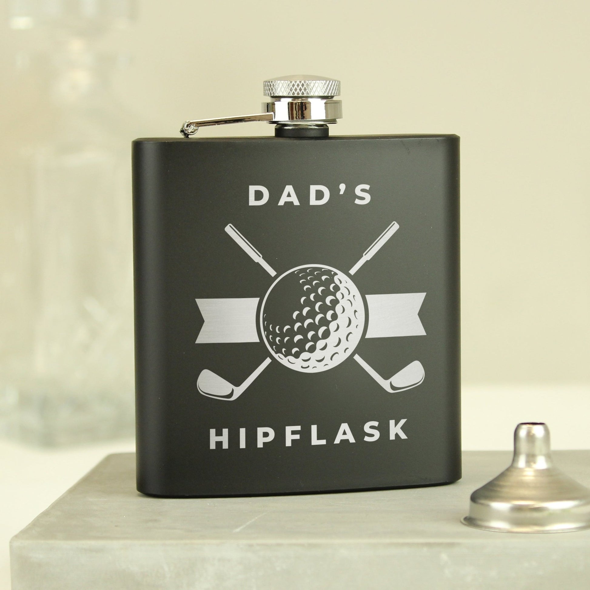 Personalised Golf Black Hip Flask | Inspired Creative Gifts | UK Supplier