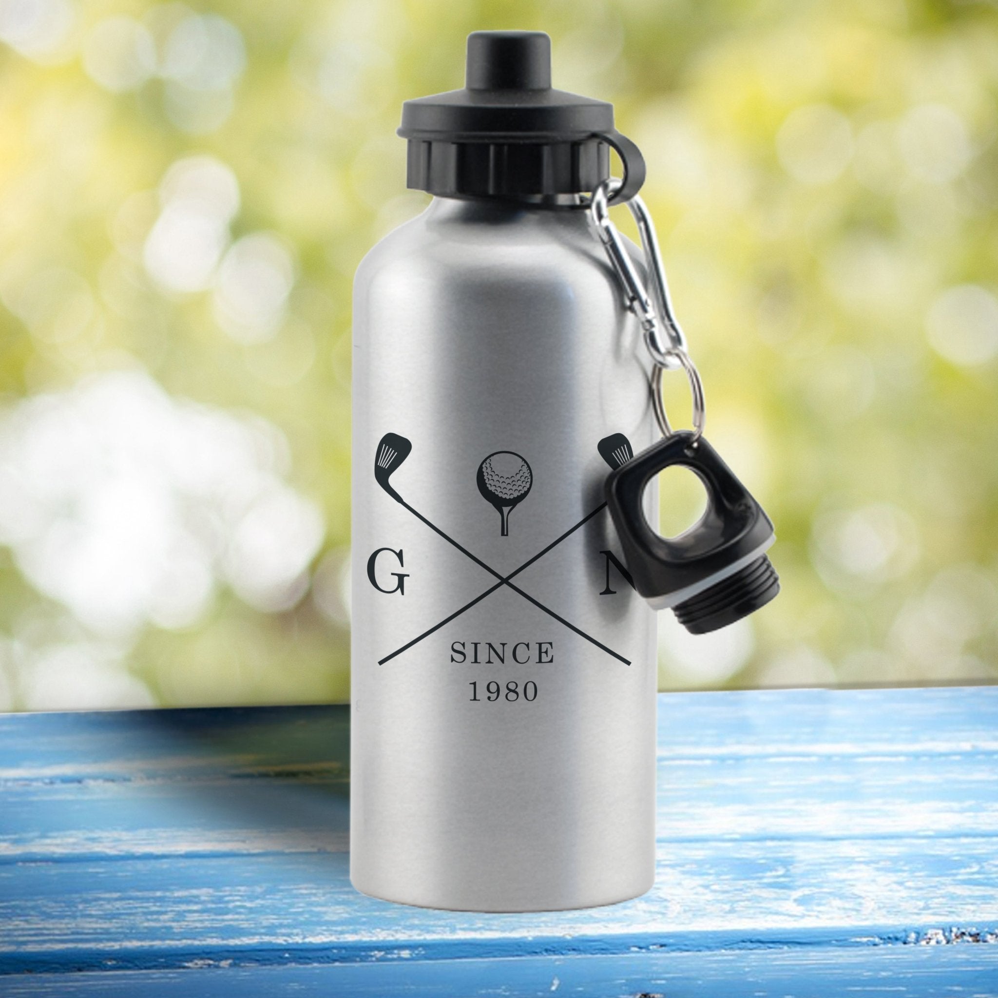 Personalised Golf Clubs Silver Drinks Bottle | Inspired Creative Gifts | UK Supplier