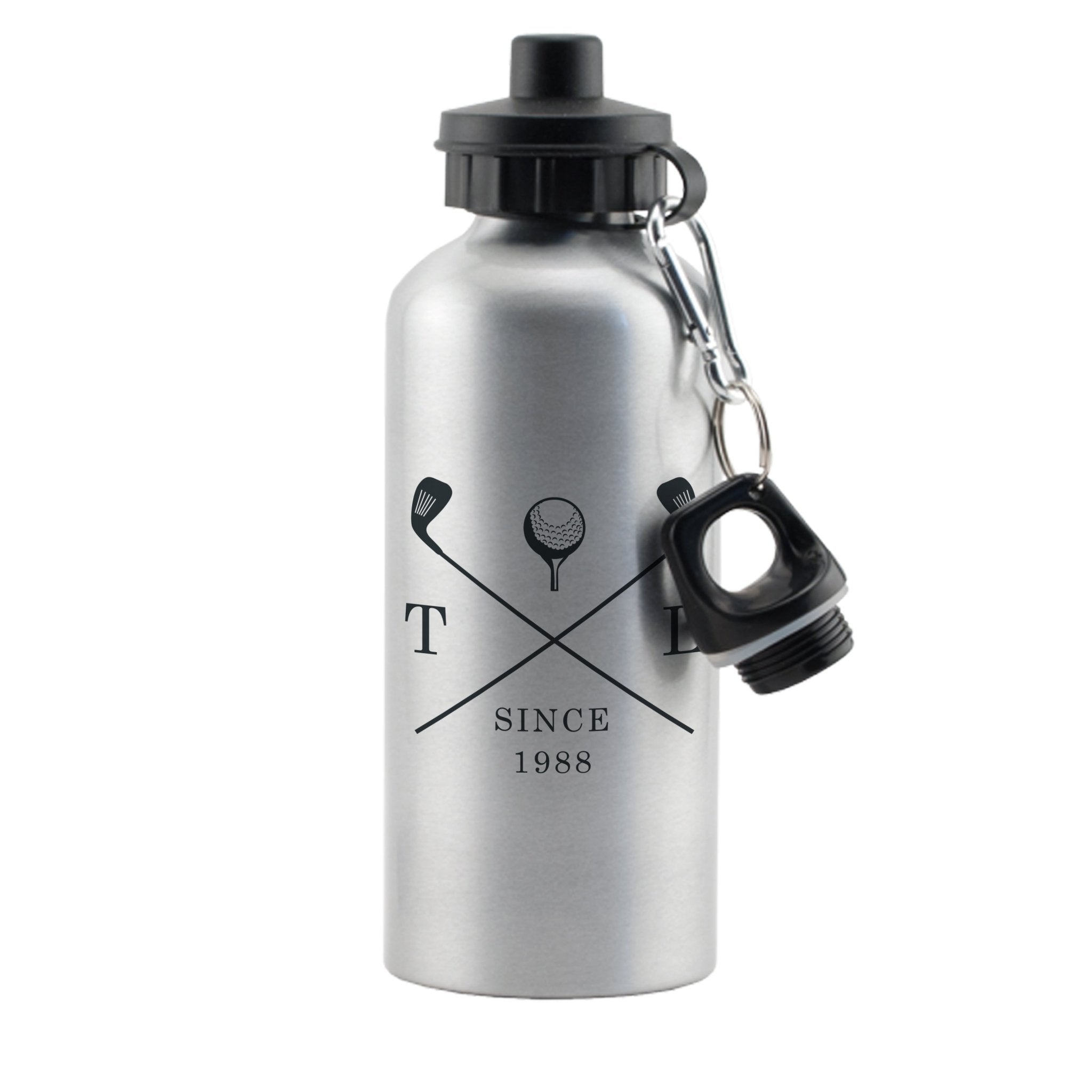 Personalised Golf Clubs Silver Drinks Bottle | Inspired Creative Gifts | UK Supplier
