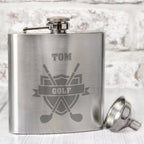 Personalised Golf Crest Hip Flask | Inspired Creative Gifts | UK Supplier