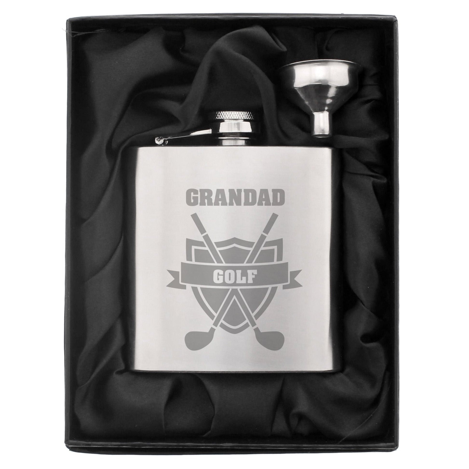 Personalised Golf Crest Hip Flask | Inspired Creative Gifts | UK Supplier