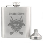 Personalised Golf Crest Hip Flask | Inspired Creative Gifts | UK Supplier