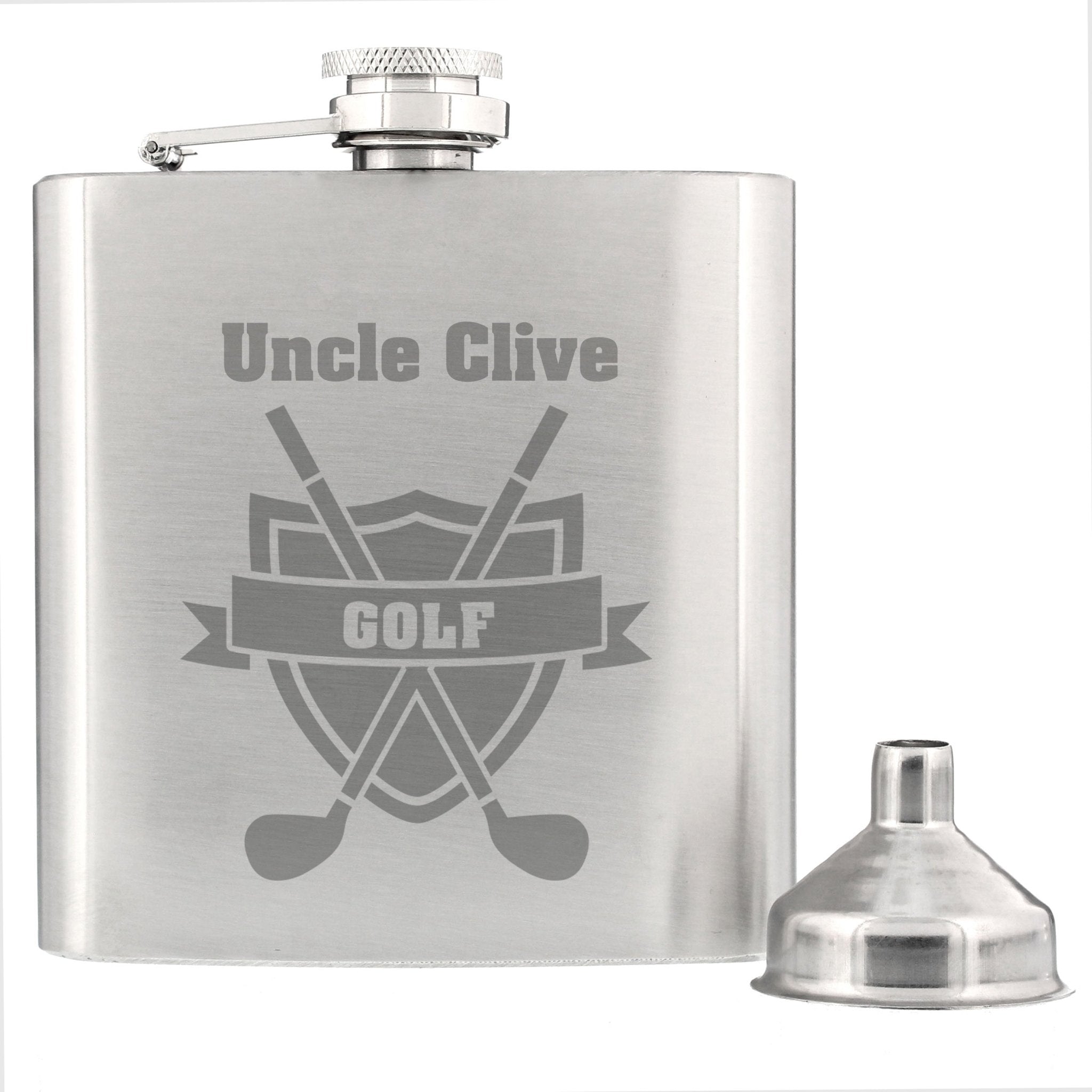Personalised Golf Crest Hip Flask | Inspired Creative Gifts | UK Supplier