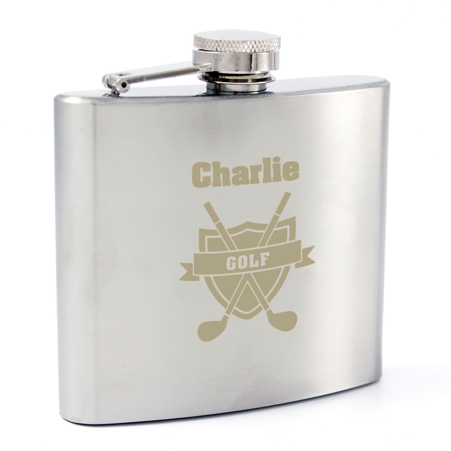 Personalised Golf Crest Hip Flask | Inspired Creative Gifts | UK Supplier