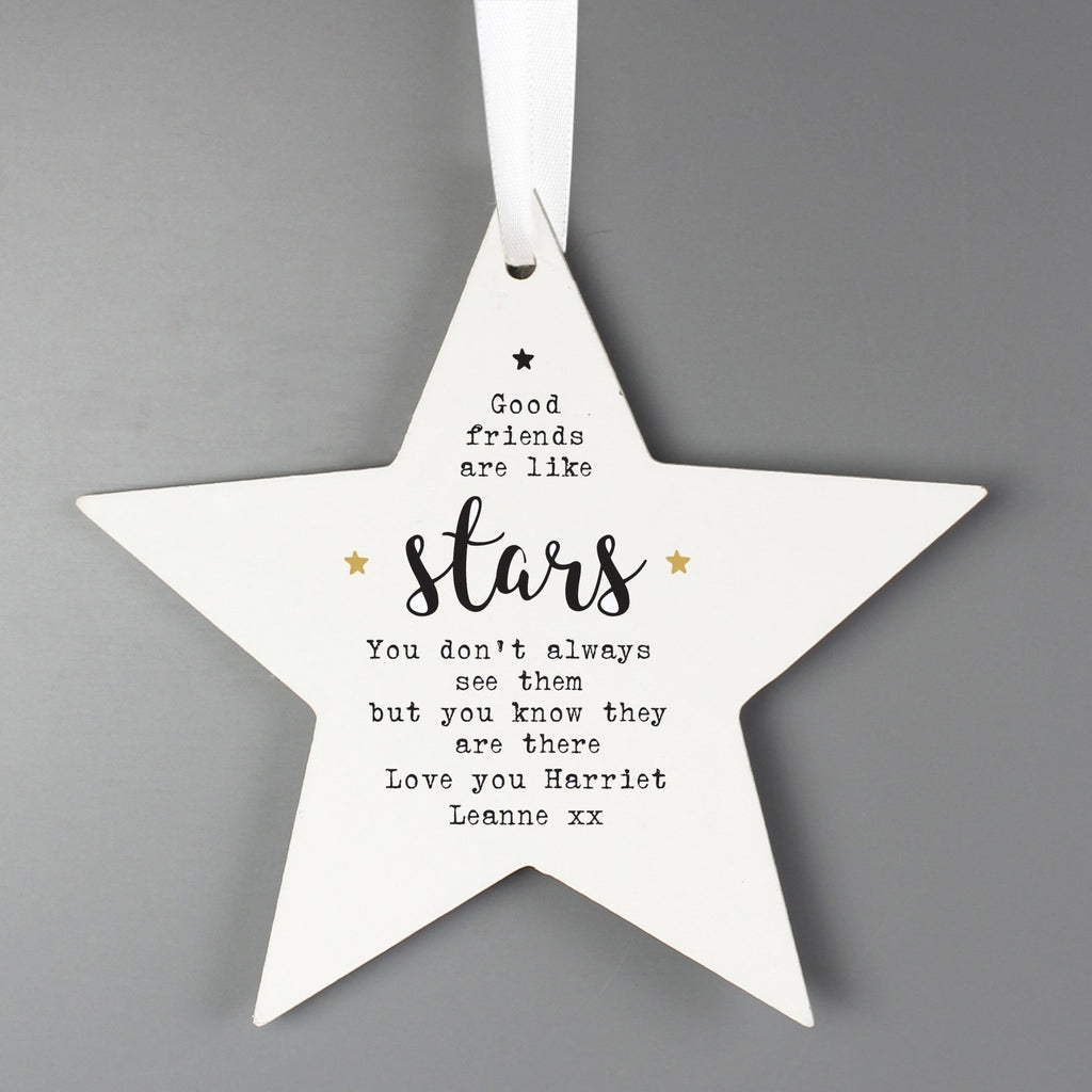 Personalised Good Friends Wooden Star Decoration | Inspired Creative Gifts | UK Supplier