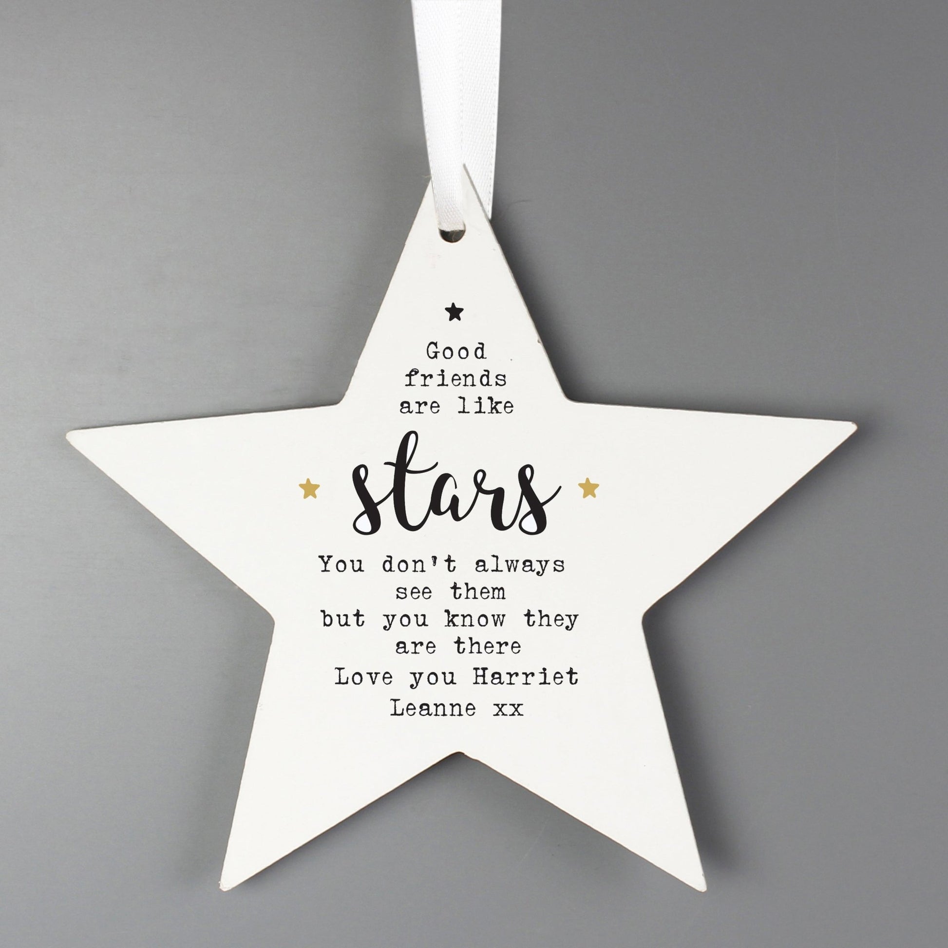 Personalised Good Friends Wooden Star Decoration | Inspired Creative Gifts | UK Supplier