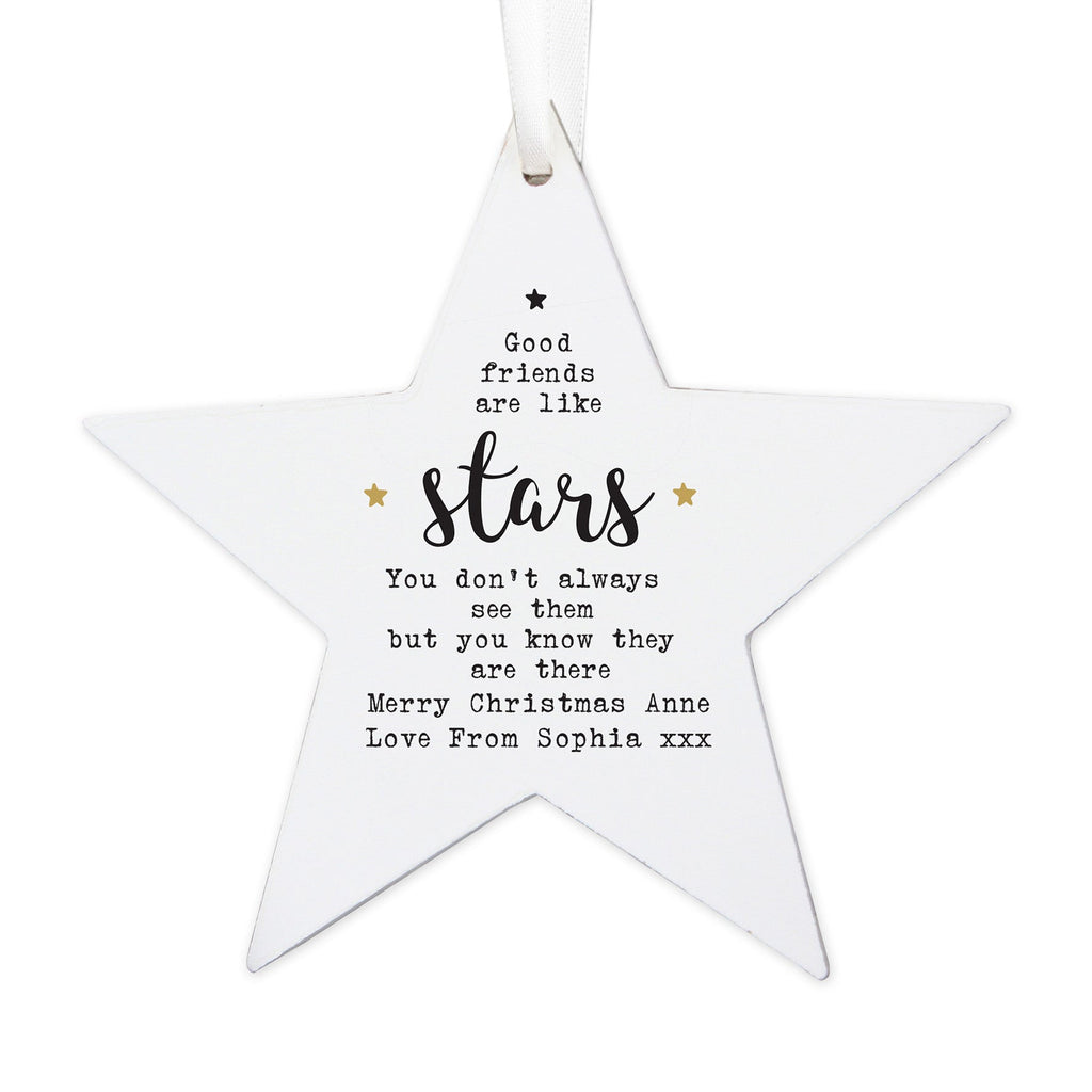 Personalised Good Friends Wooden Star Decoration | Inspired Creative Gifts | UK Supplier