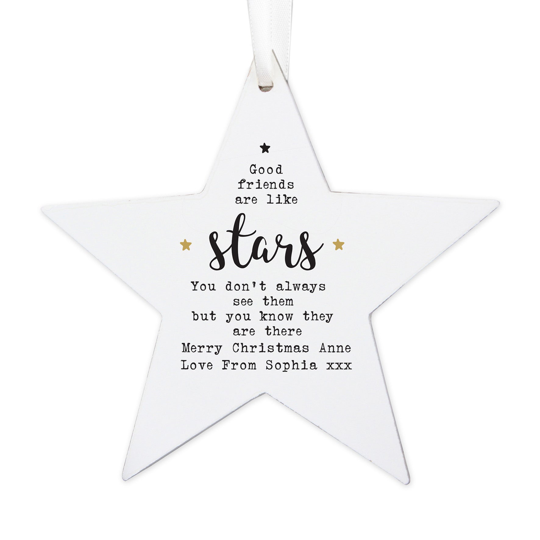 Personalised Good Friends Wooden Star Decoration | Inspired Creative Gifts | UK Supplier