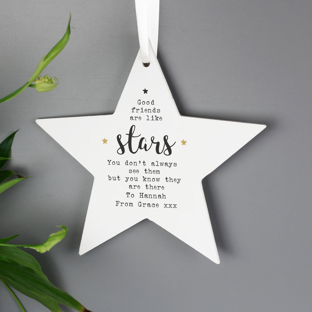 Personalised Good Friends Wooden Star Decoration | Inspired Creative Gifts | UK Supplier