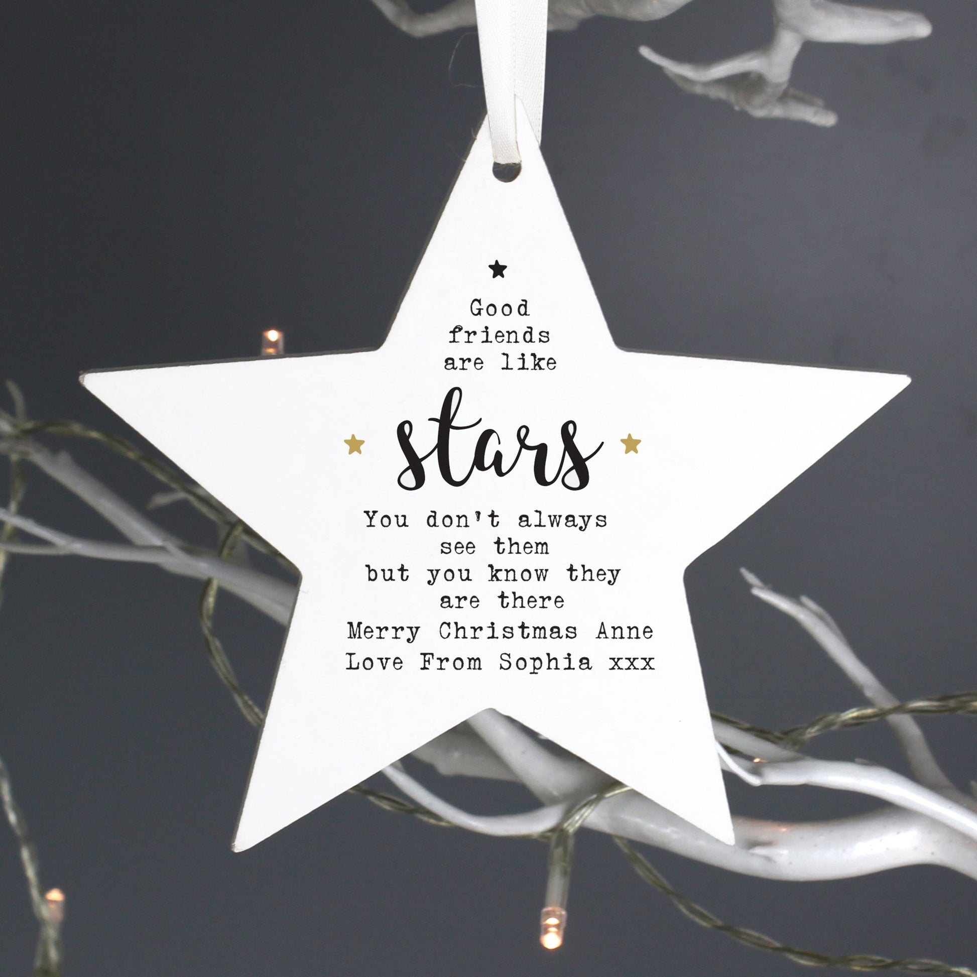 Personalised Good Friends Wooden Star Decoration | Inspired Creative Gifts | UK Supplier