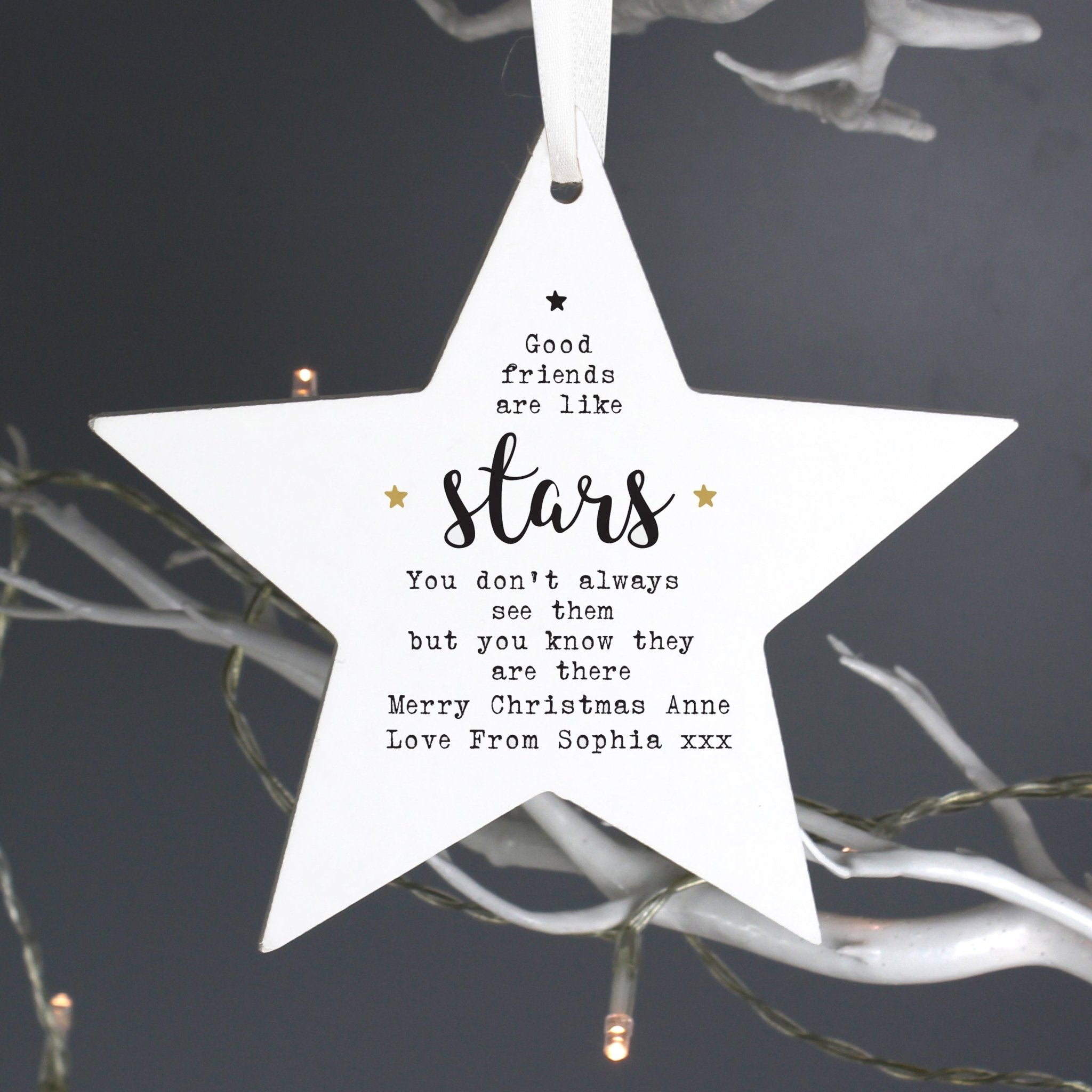 Personalised Good Friends Wooden Star Decoration | Inspired Creative Gifts | UK Supplier