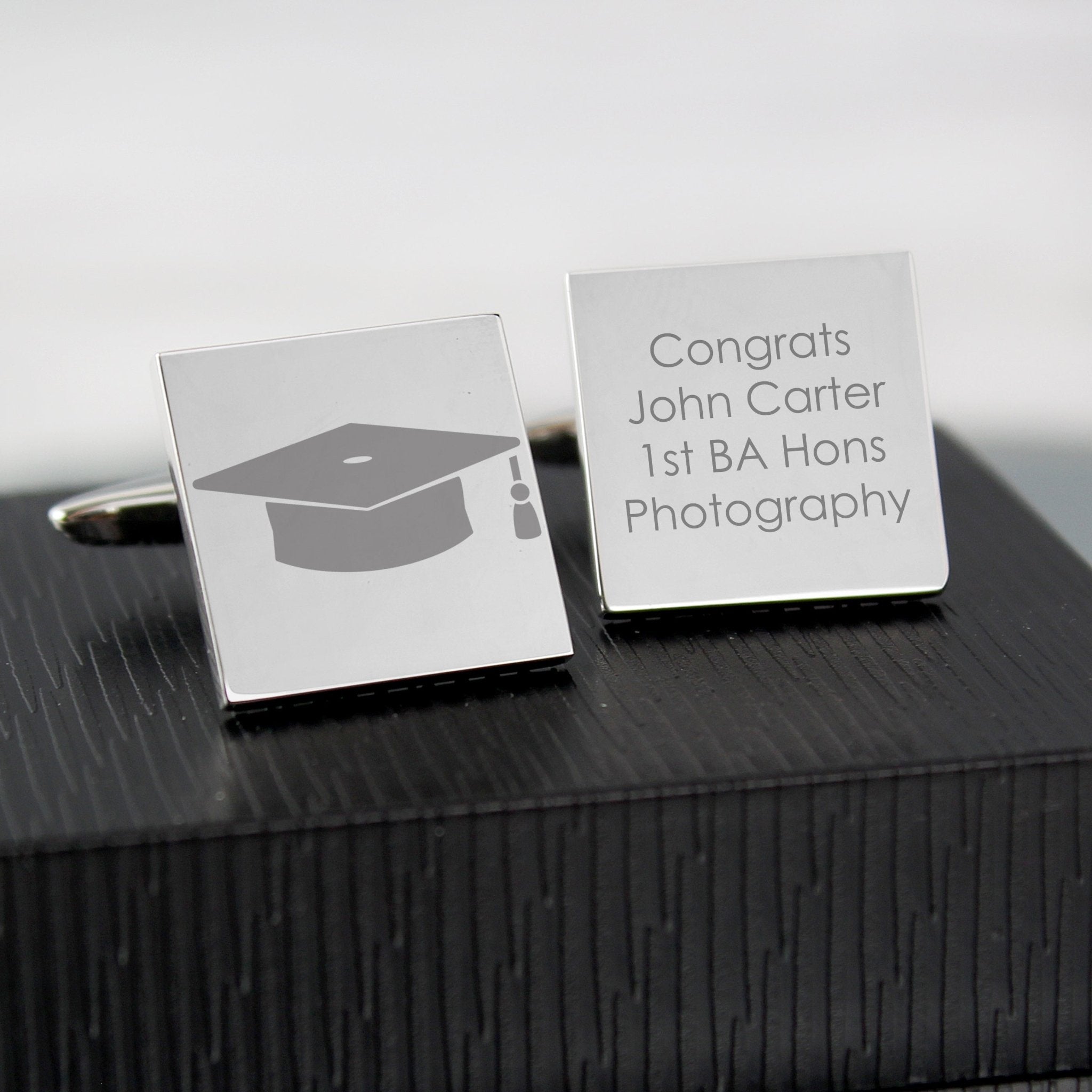 Personalised Graduation Square Cufflinks | Inspired Creative Gifts | UK Supplier