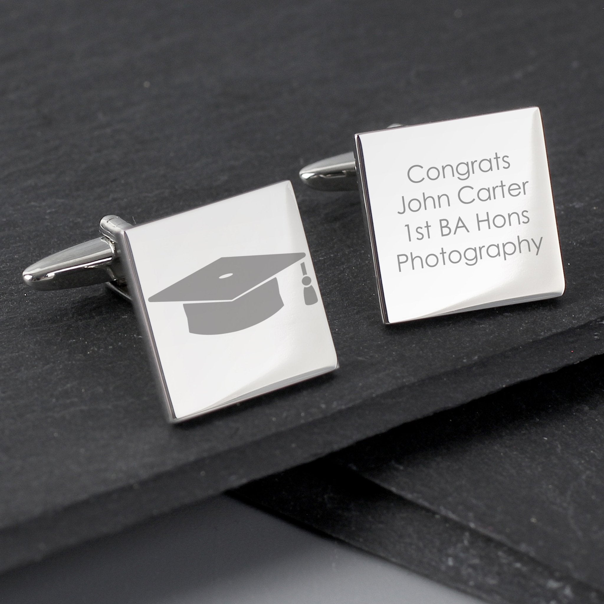 Personalised Graduation Square Cufflinks | Inspired Creative Gifts | UK Supplier