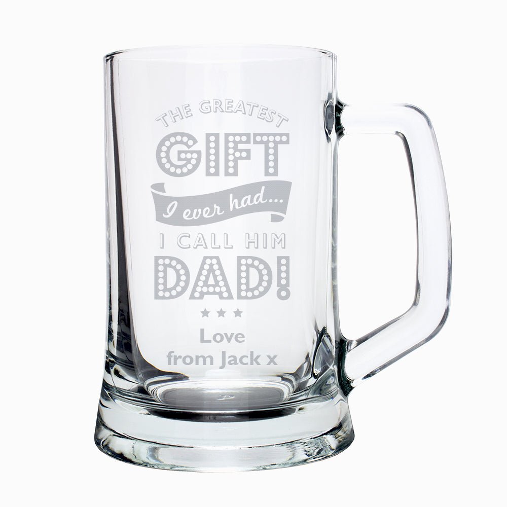 Personalised Greatest Dad Glass Pint Stern Tankard | Inspired Creative Gifts | UK Supplier