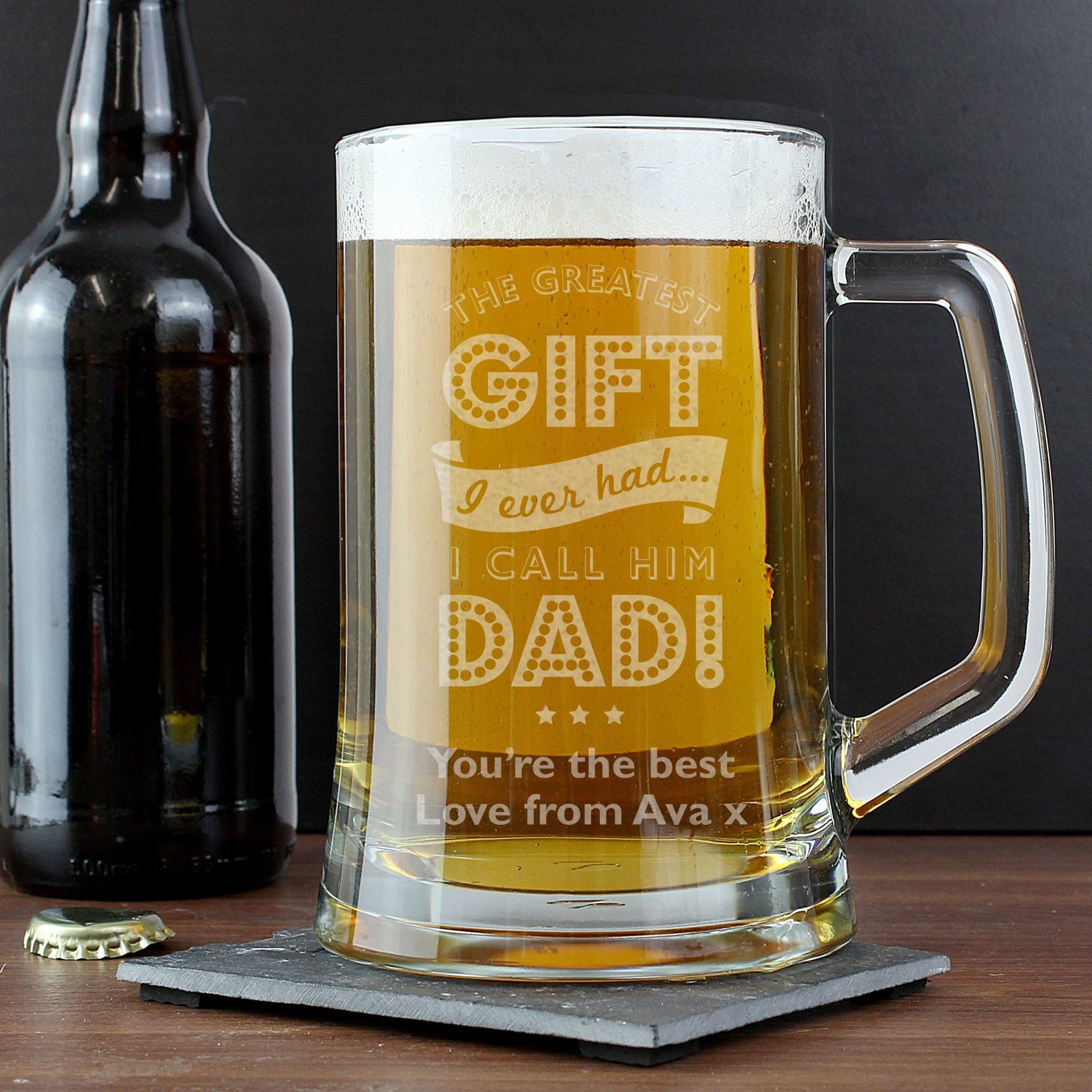Personalised Greatest Dad Glass Pint Stern Tankard | Inspired Creative Gifts | UK Supplier