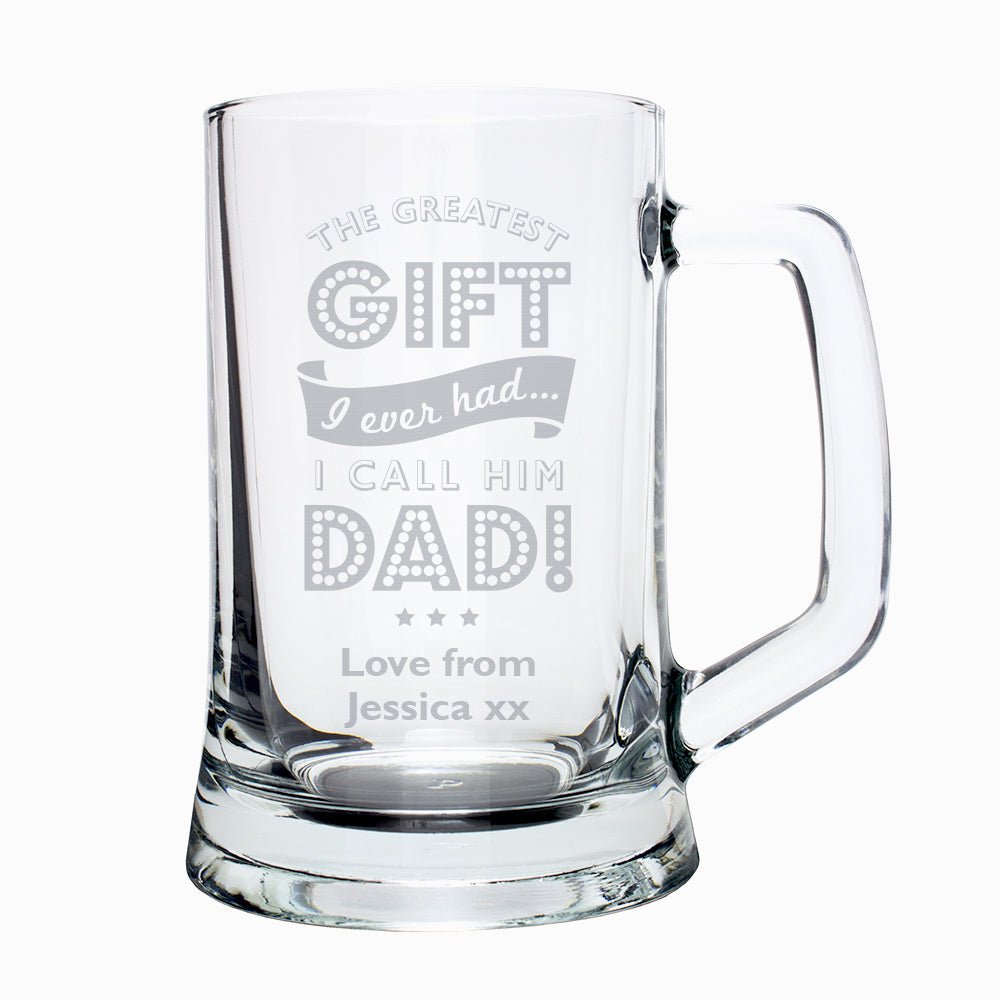 Personalised Greatest Dad Glass Pint Stern Tankard | Inspired Creative Gifts | UK Supplier