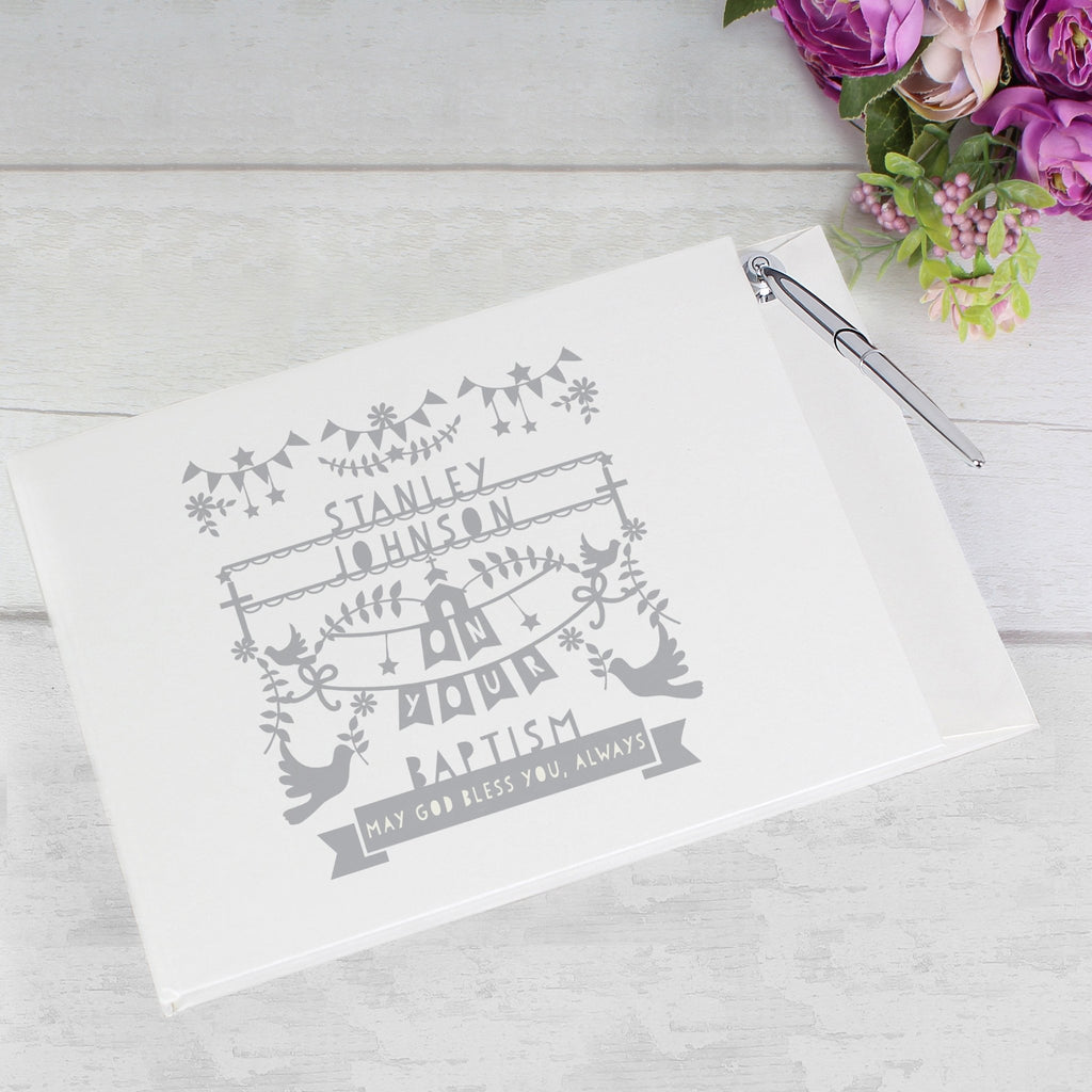 Personalised Grey Papercut Style Hardback Guest Book & Pen | Inspired Creative Gifts | UK Supplier