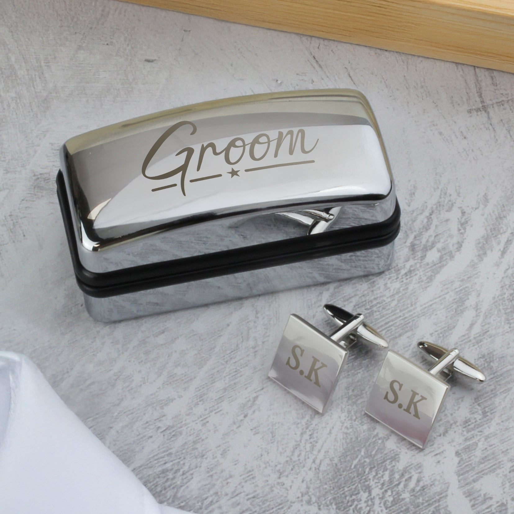 Personalised Groom Wedding Cufflinks and Box Set | Inspired Creative Gifts | UK Supplier