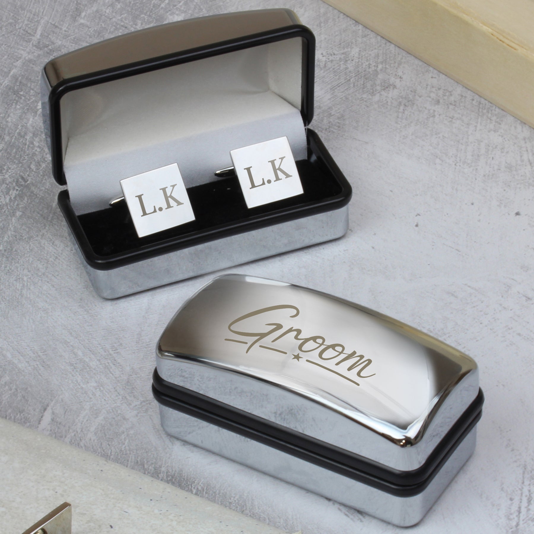 Personalised Groom Wedding Cufflinks and Box Set | Inspired Creative Gifts | UK Supplier