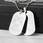 Personalised Guardian Angel Stainless Steel Double Dog Tag Necklace | Inspired Creative Gifts | UK Supplier