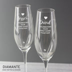 Personalised Hand Cut Heart Celebration Pair of Flutes with Gift Box | Inspired Creative Gifts | UK Supplier