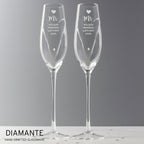 Personalised Hand Cut Heart Celebration Pair of Flutes with Gift Box | Inspired Creative Gifts | UK Supplier