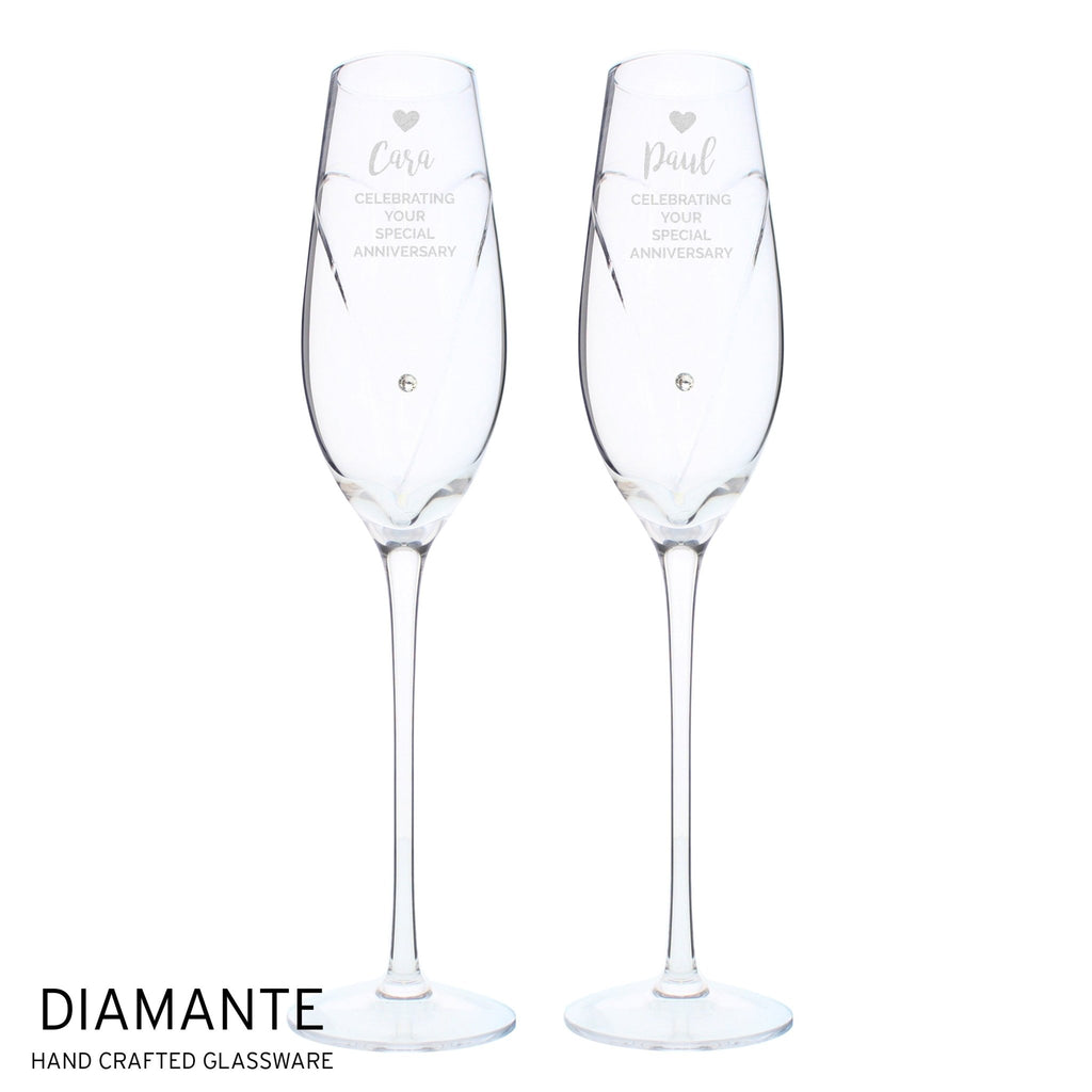 Personalised Hand Cut Heart Celebration Pair of Flutes with Gift Box | Inspired Creative Gifts | UK Supplier