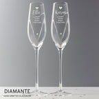 Personalised Hand Cut Heart Celebration Pair of Flutes with Gift Box | Inspired Creative Gifts | UK Supplier