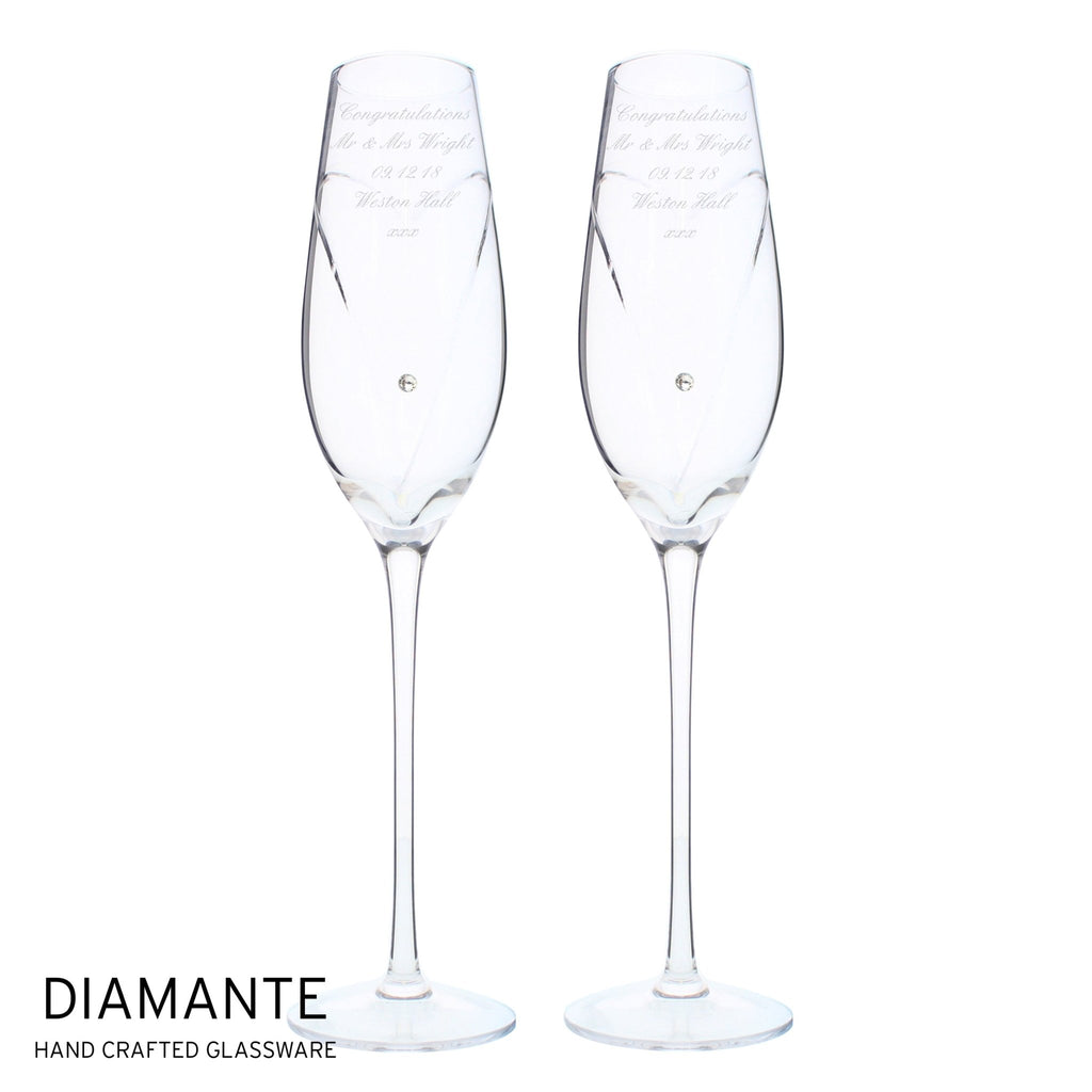 Personalised Hand Cut Heart Pair of Flutes with Gift Box | Inspired Creative Gifts | UK Supplier