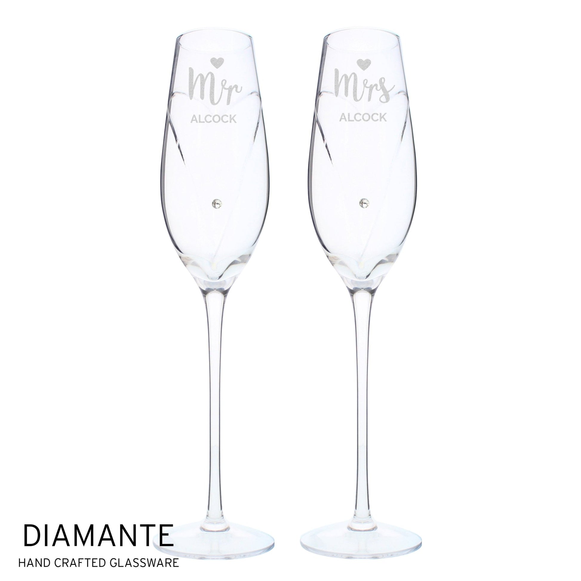Personalised Hand Cut Mr & Mrs Pair of Flutes in Gift Box | Inspired Creative Gifts | UK Supplier