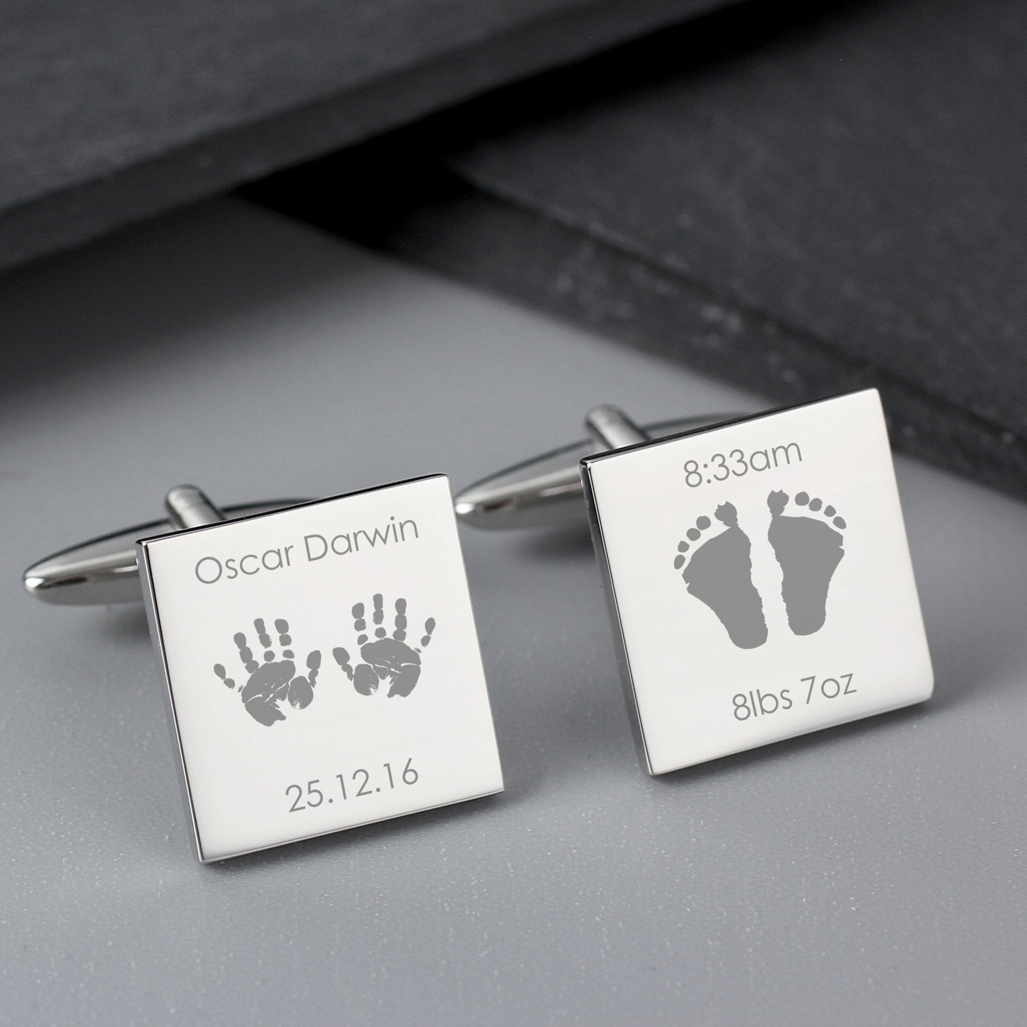 Personalised Hands and Feet New Baby Square Cufflinks | Inspired Creative Gifts | UK Supplier