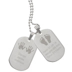 Personalised Hands and Feet New Baby Stainless Steel Double Dog Tag Necklace | Inspired Creative Gifts | UK Supplier