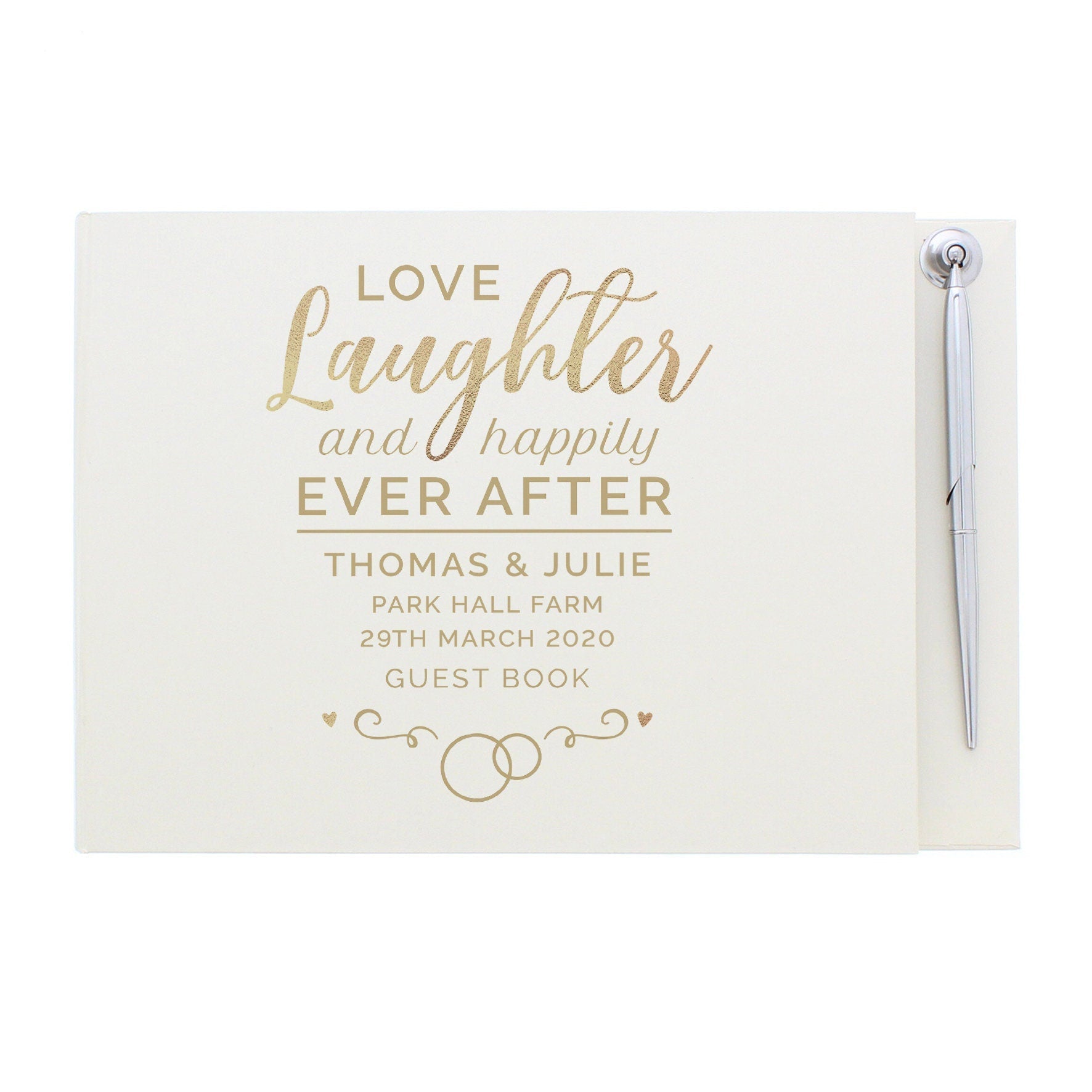 Personalised Happily Ever After Wedding Hardback Guest Book & Pen | Inspired Creative Gifts | UK Supplier