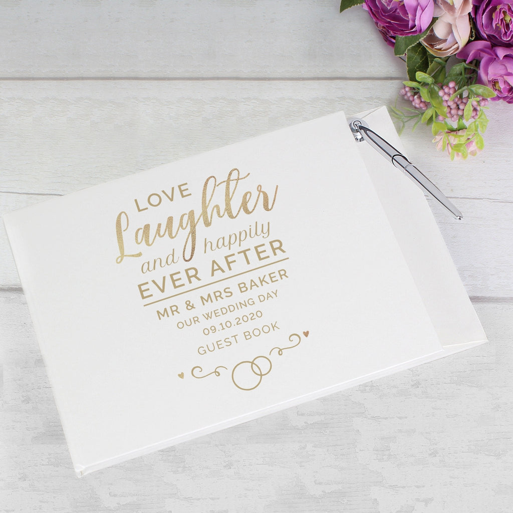 Personalised Happily Ever After Wedding Hardback Guest Book & Pen | Inspired Creative Gifts | UK Supplier