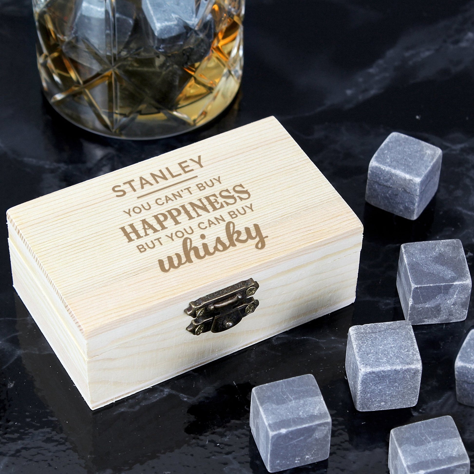 Personalised Happiness Whisky Stones | Inspired Creative Gifts | UK Supplier
