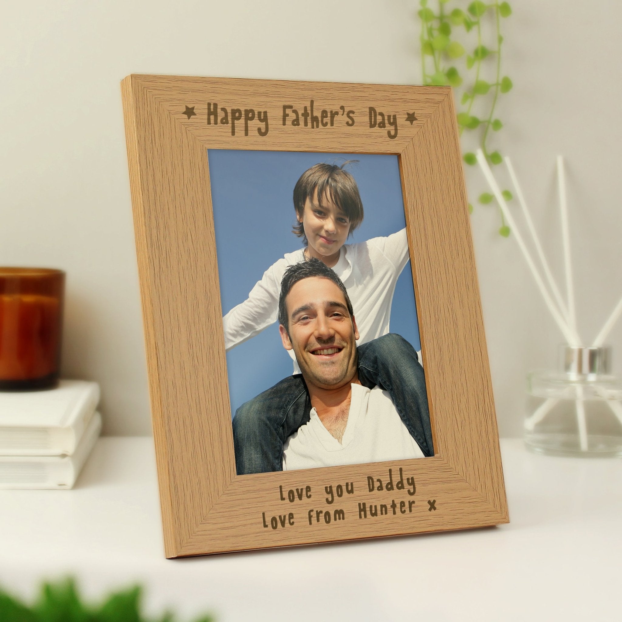 Personalised Happy Father's Day 5x7 Oak Finish Photo Frame | Inspired Creative Gifts | UK Supplier