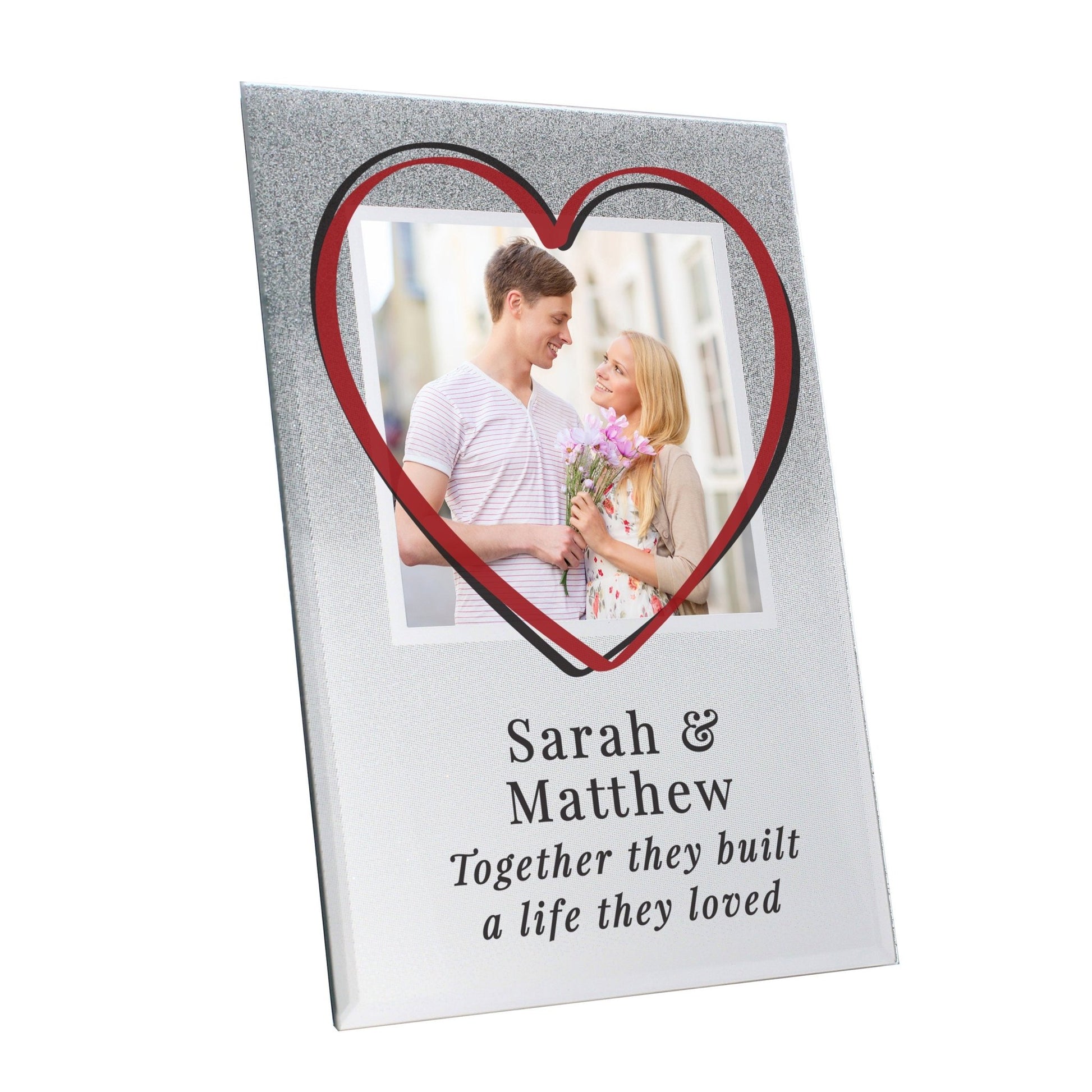 Personalised Heart 4x4 Glitter Glass Photo Frame | Valentines Day Gift | Christmas Gift | Inspired Creative Gifts | UK Supplier