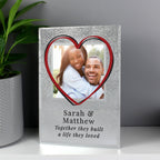 Personalised Heart 4x4 Glitter Glass Photo Frame | Valentines Day Gift | Christmas Gift | Inspired Creative Gifts | UK Supplier